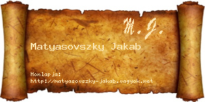 Matyasovszky Jakab névjegykártya